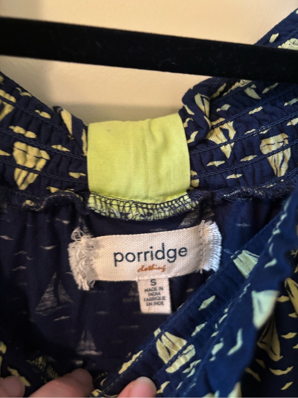 Anthropologie Porridge Navy Off-the-Shoulder Sailboat Print Top With Bow S EUC - Picture 5 of 7